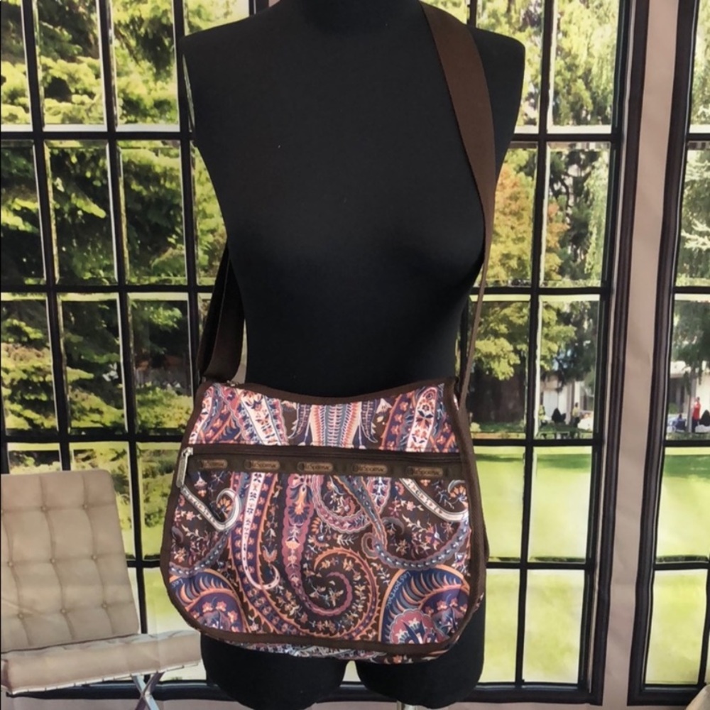 LeSportsac Brown Paisley Nylon Crossbody Bag